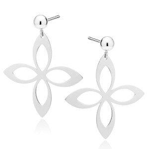 Cercei argint cu floare si bobite DiAmanti Z2125ER-DIA (Argint 925‰ 2,6 g.)
